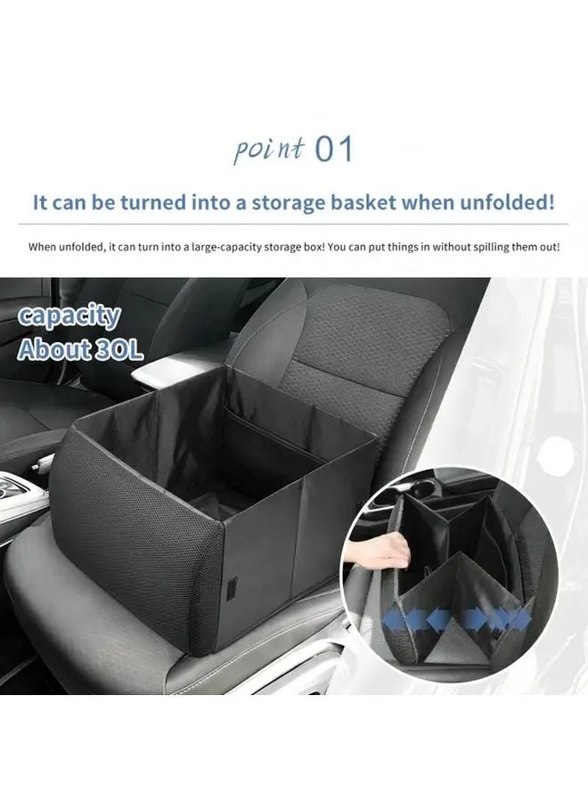 2 In 1 Multifunctional Car Seat Cushion And Storage Box Portable Foldable Organizer Black - Image 3